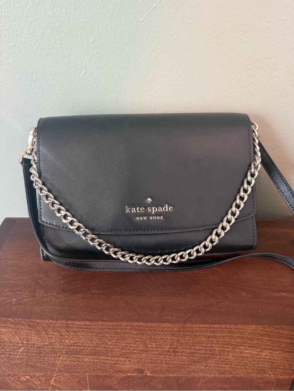 kate spade Black Leather Chain-Detail crossbody Bag